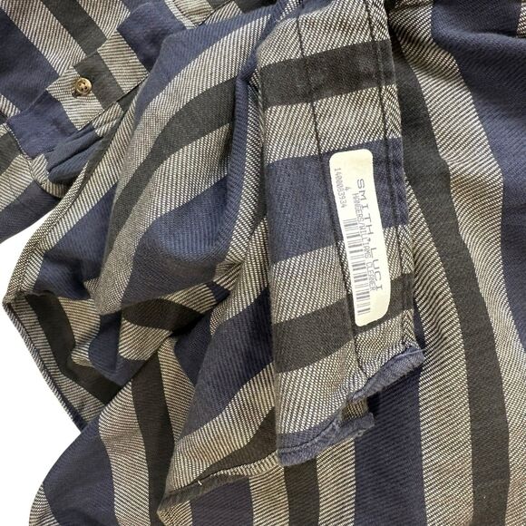 J Peterman Company Shirt Blue Black Button Up Striped Mens L Large - Picture 7 of 9